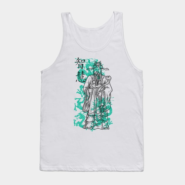 Wise Man and Dragon Oriental Style Tank Top by NiceIO